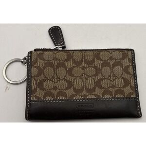 Vintage Coach ID Card‎ Case Zip Coin Purse Keychain Signature Sable Brown